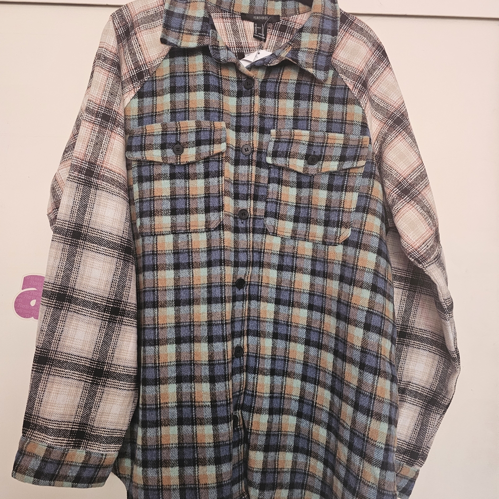 Forever 21 Multicolor Plaid Button Down Shacket